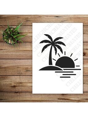 *2 for $20* Palm Tree Sunset Sunrise Ocean vinyl decal Sticker Handcrafted